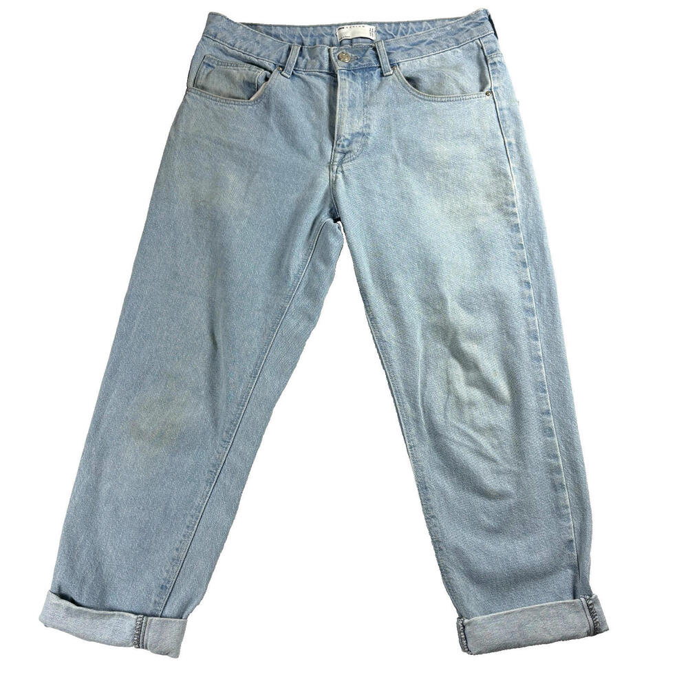 ASOS Design Jeans Mens W30 L30 Light Wash Straight Leg Cuffed Denim Casual